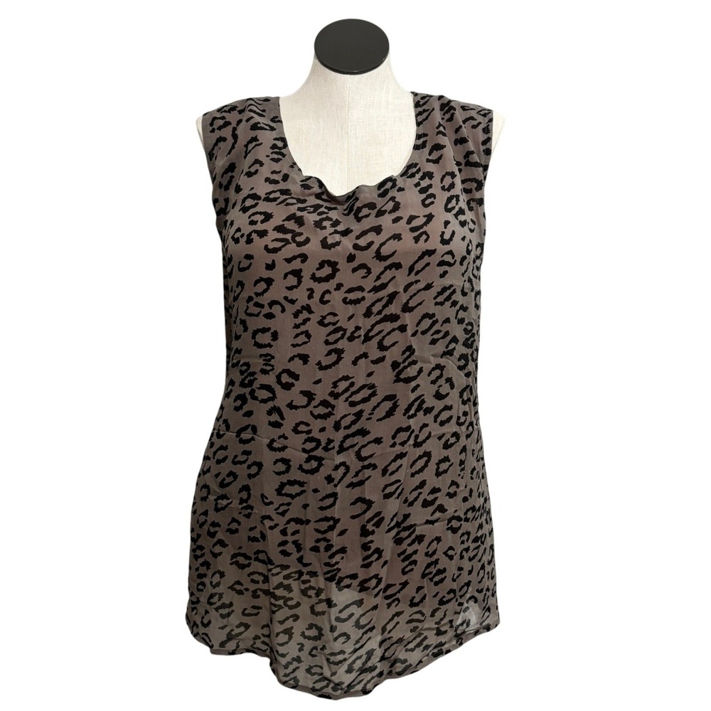 Marisol Womens Tank Top Q4 3X Taupe Rayon Leopard Animal Print Lined Scoop Neck